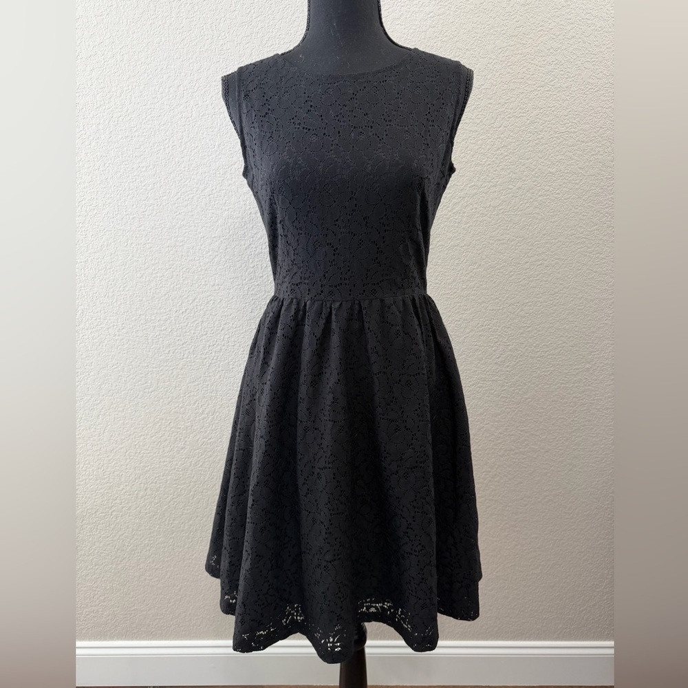 Garnet Hill Black Lace Mini Dress